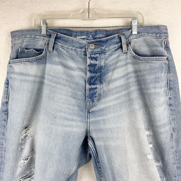 Old Navy High-Waisted Slouchy Straight Distressed Non-Stretch Jean Nessa Wash 18 - Picture 6 of 16